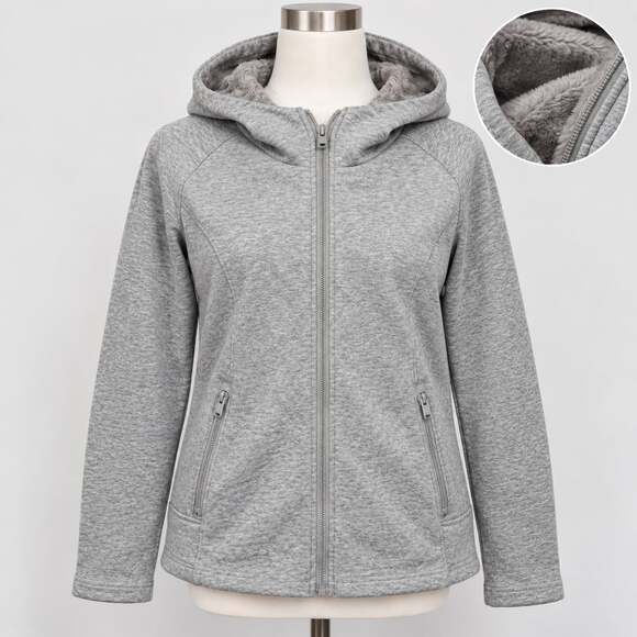 90 Degree By Reflex Jackets & Blazers - 90 Degree by Reflex Women’s M Gray Fleece Lined Full Zip Hooded Jacket NWT